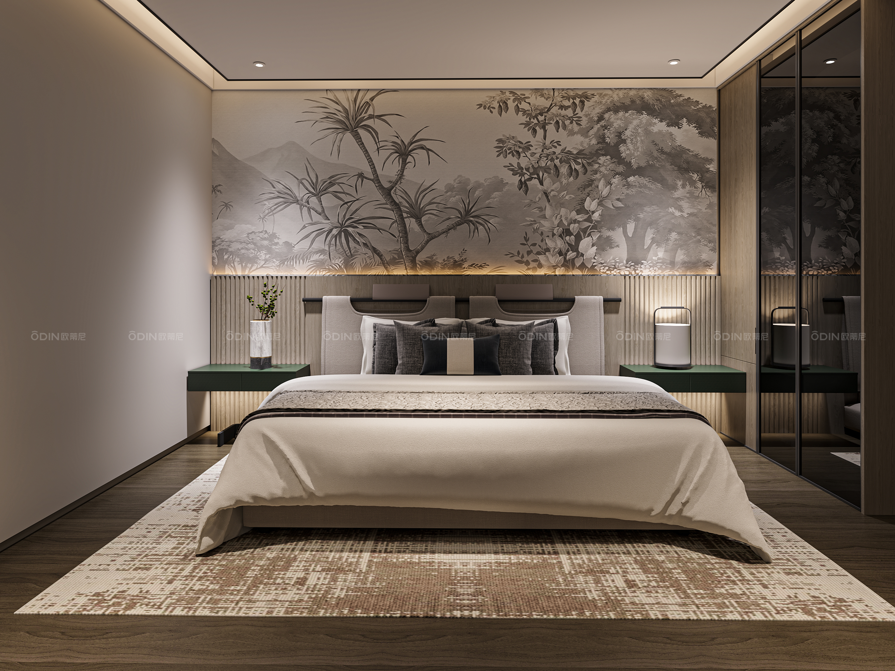 臥室床頭背景+衣柜